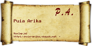 Puia Arika névjegykártya